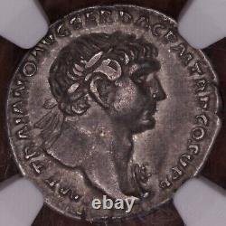 103 AD Emperor Trajan Ancient Roman Empire Silver Denarius Coin NGC XF, Annona