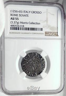 1256AD ITALY Papal States ROMAN SENATE Senatorial Silver Grosso Coin NGC i82369