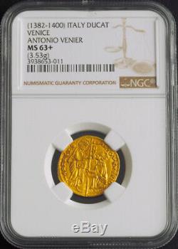 1439, Papal States, Roman Senate. Gold Ducat (Zecchino Type!) Coin. NGC UNC+