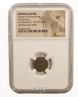 2 PC SET Roman Emperor Constantine I Manus Dei NGC (F) (VF). Story Cards, COA