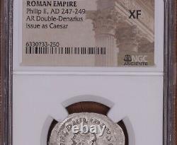 247 AD Philip II as Caesar Ancient Roman Empire Silver Antoninianus Coin NGC XF