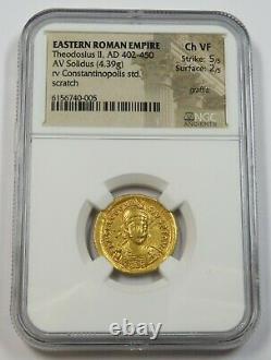 402-450 AD NGC VF Eastern Roman Empire Theodosius II Gold Coin Item #31184A