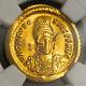 450, Eastern Roman Empire, Theodosius Ii. Rare Gold Solidus Coin. Ngc Choice Xf