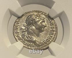 98-117 Ad Emperor Tarjan Roman Empire Silver Denarius Ngc AU Ancient Coin