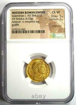 AD 364 375 Western Roman Empire Valentinian I AV Solidus gold coin NGC Ch VF