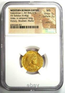 AD 364 375 Western Roman Empire Valentinian I AV Solidus gold coin NGC MS