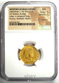 AD 364 375 Western Roman Empire Valentinian I AV Solidus gold coin NGC MS
