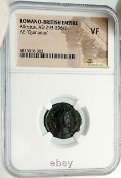 ALLECTUS 293AD Roman BRITAIN Usurper Authentic Ancient Coin w GALLEY NGC i84971