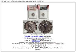 ANTONINUS PIUS 158AD Rome Authentic Ancient Silver Roman Coin NGC Ch XF i62477
