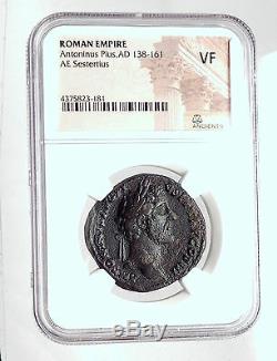 ANTONINUS PIUS with ARMENIAN KING Sohemo Sestertius Ancient Roman Coin NGC i59847