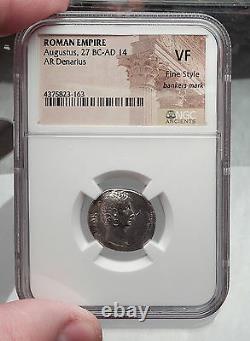 AUGUSTUS 27BC Bull NGC Certified Ancient Silver Roman Denarius Coin NGC i59866