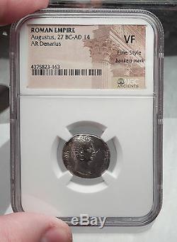 AUGUSTUS 27BC Bull NGC Certified Ancient Silver Roman Denarius Coin NGC i59866
