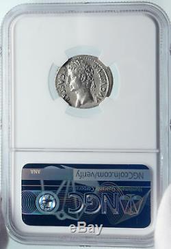 AUGUSTUS Ancient 19BC DEIFIED JULIUS CAESAR COMET Silver Roman Coin NGC i85493