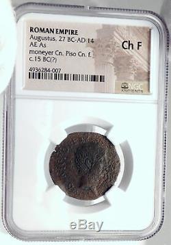 AUGUSTUS Authentic Ancient 15BC Genuine Original Roman Rome Coin SC NGC i81759