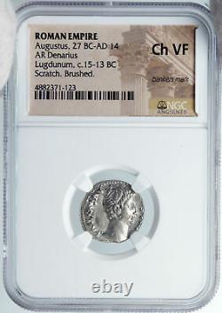 AUGUSTUS Authentic Ancient 15BC Silver Roman Coin ACTIUM VICTORY NGC i88889