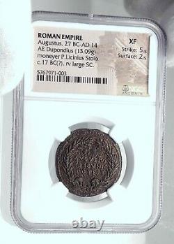 AUGUSTUS Authentic Ancient 17BC Rome Dupondius Roman Coin NGC Certified i81440