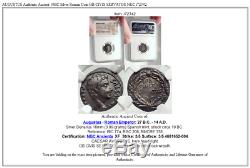 AUGUSTUS Authentic Ancient 19BC Silver Roman Coin OB CIVIS SERVATOS NGC i72342