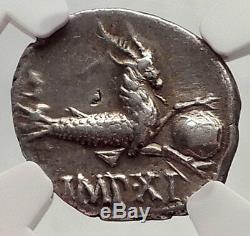 AUGUSTUS Rare 12BC Authentic Ancient Silver Roman Coin CAPRICORN NGC XF i62473
