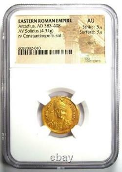 Ancient Roman Arcadius AV Solidus Gold Coin 383-408 AD Certified NGC AU