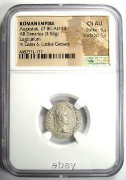 Ancient Roman Augustus AR Denarius Coin 27 BC 14 AD Certified NGC Choice AU