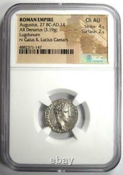 Ancient Roman Augustus AR Denarius Coin 27 BC 14 AD Certified NGC Choice AU
