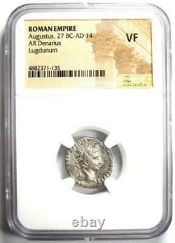 Ancient Roman Augustus AR Denarius Coin 27 BC 14 AD Certified NGC VF