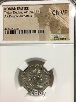 Ancient Roman Coins Collection Silver & Bronze Trajan AD 249 NGC VERY FINE