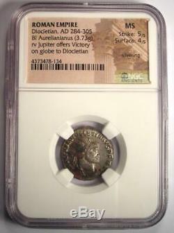 Ancient Roman Diocletian BI Aurelianianus Jupiter Coin 284-305 AD NGC MS (UNC)