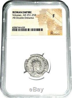 Ancient Roman Emperor Volusian Antoninianus Silver Coin NGC Certified Fine, Story