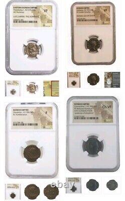 Ancient Roman Emperors NGC Slabbed Lot of 5 Coins. Graded F-VF. Collector's Lot