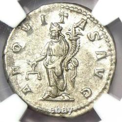 Ancient Roman Macrinus AR Denarius Silver Coin 217-218 AD Certified NGC AU