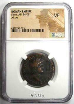 Ancient Roman Nero AE As Coin 54-68 AD Certified NGC VF Rare