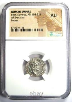 Ancient Roman Septimius Severus AR Denarius Coin 193-211 AD Certified NGC AU