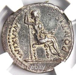 Ancient Roman Tiberius AR Denarius Silver Coin 14-37 AD Certified NGC VF