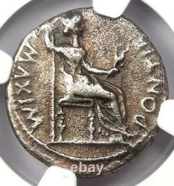 Ancient Roman Tiberius AR Denarius Silver Tribute Penny Coin 14-37 AD NGC Fine