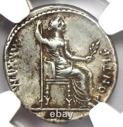 Ancient Roman Tiberius AR Denarius Silver Tribute Penny Coin 14-37 AD NGC VF