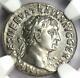 Ancient Roman Trajan Ar Denarius Silver Coin 98-117 Ad Certified Ngc Au Rare