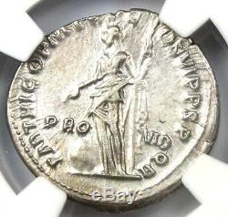 Ancient Roman Trajan AR Denarius Silver Coin 98-117 AD Certified NGC AU Rare