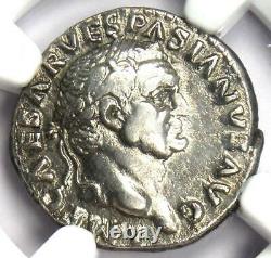 Ancient Roman Vespasian AR Denarius Silver Coin 69-79 AD Certified NGC XF (EF)