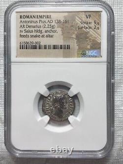 Antoninus Pius AD 138-161 Roman Empire AR Denarius Coin Graded NGC VF
