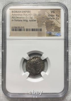 Antoninus Pius, AD 138-161 Roman Empire AR Denarius Coin Graded NGC VG