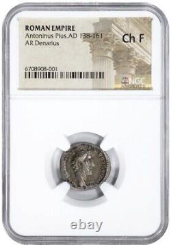Antoninus Pius AD 138-161 Roman Empire NGC Silver Denarius Coin BEAUTIFUL TONING