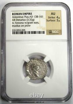Antoninus Pius AR Denarius Silver Roman Coin 138-161 AD. Certified NGC AU