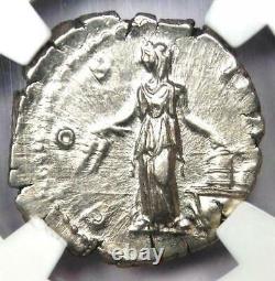 Antoninus Pius AR Denarius Silver Roman Coin 138-161 AD. Certified NGC AU