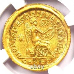 Arcadius AV Solidus Gold Roman Coin 383 AD. Certified NGC Choice AU + 5/5 Strike