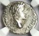Augustus Ar Denarius Coin 15-13 Bc (lugdunum) Ngc Choice Vf (very Fine)