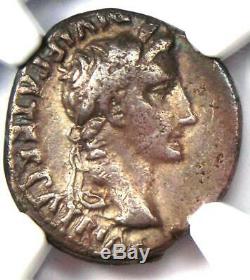 Augustus AR Denarius Coin 27 BC 14 AD, Lugdunum Certified NGC Choice VF