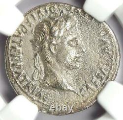 Augustus AR Denarius Coin 27 BC 14 AD (Lugdunum). Certified NGC Choice XF (EF)