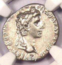 Augustus AR Denarius Coin 27 BC 14 AD (Lugdunum) NGC Choice VF (Very Fine)
