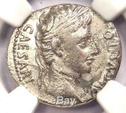 Augustus AR Denarius Coin 27 BC 14 AD, Spanish Mint Certified NGC Fine
